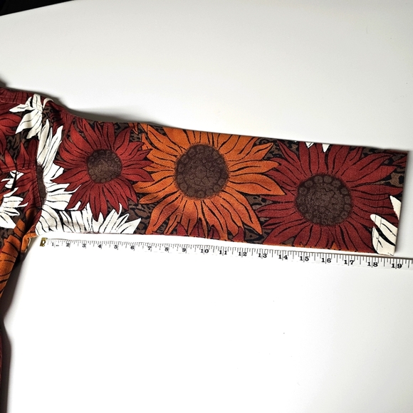 L French Laundry, burgundy, sunflowers pattern jean jacket. - Picture 9 of 13